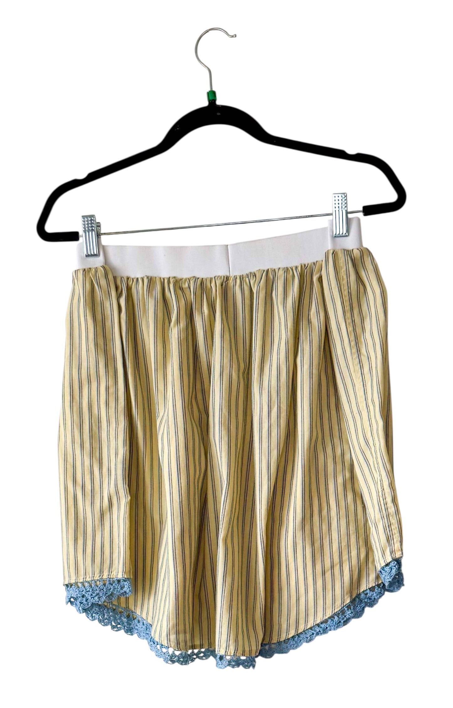 Extra Large Men’s Yellow Stripe wiith Blue Trim Buttondown Upcycled Skirt