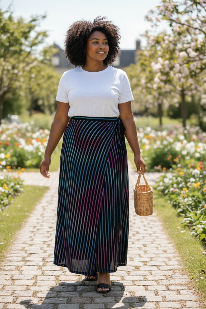 Extra Large Striped Upcycled Skirt