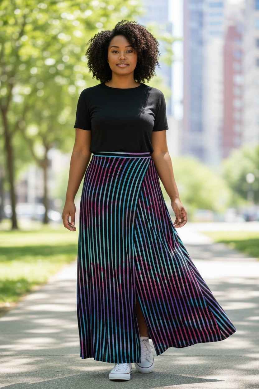 Extra Large Striped Upcycled Skirt
