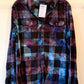 Extra Large Long Sleeve Upcycled Tie Dyed Flannel Button Down