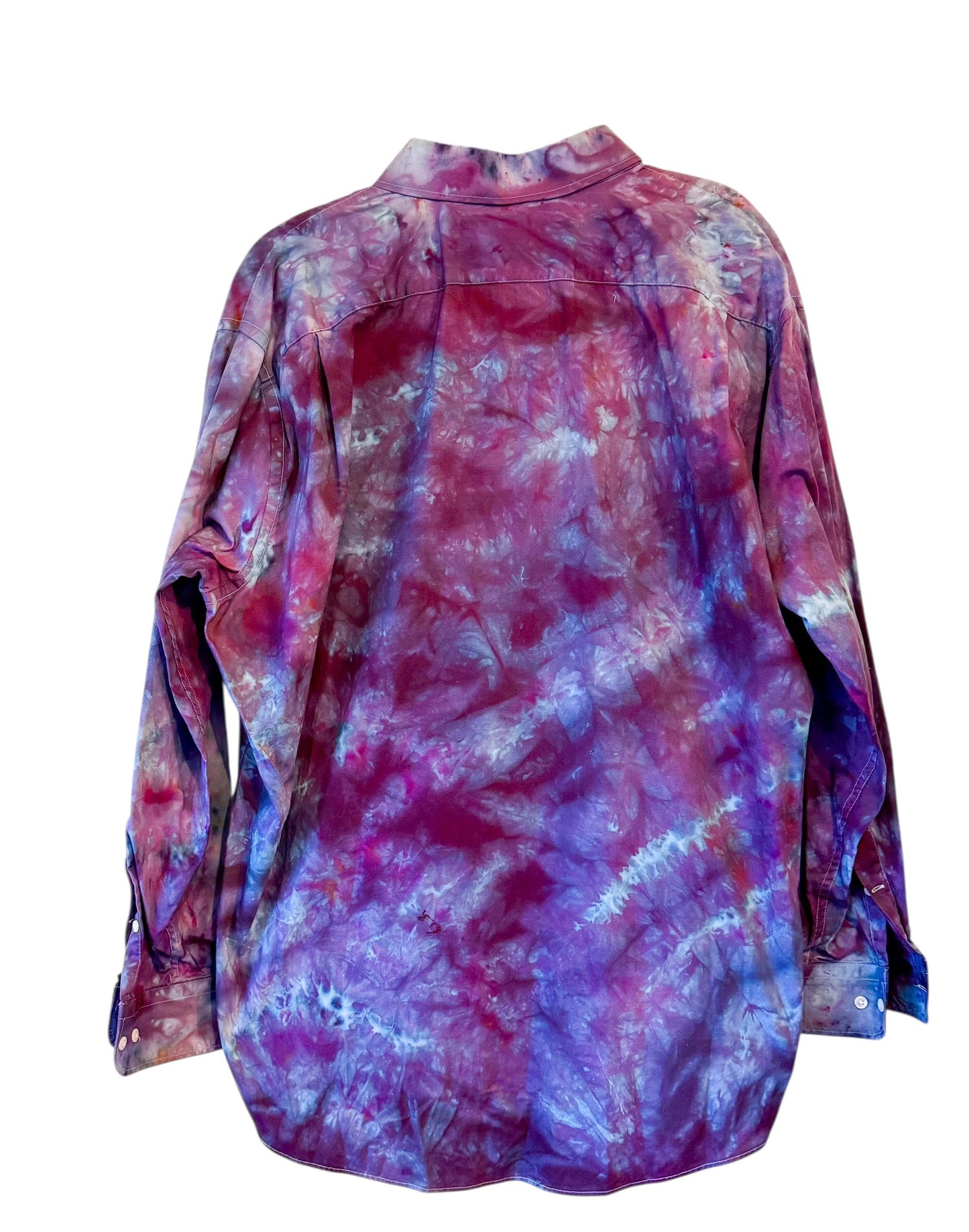 Purple Extra Large Long Sleeve Upcycled Tie Dyed Button Down