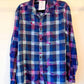 Blue Extra Large Long Sleeve Upcycled Tie Dyed Lightweight Flannel Button Down