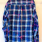 Blue Extra Large Long Sleeve Upcycled Tie Dyed Lightweight Flannel Button Down