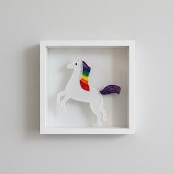 Pride Horse Embroidered Framed Wall Art