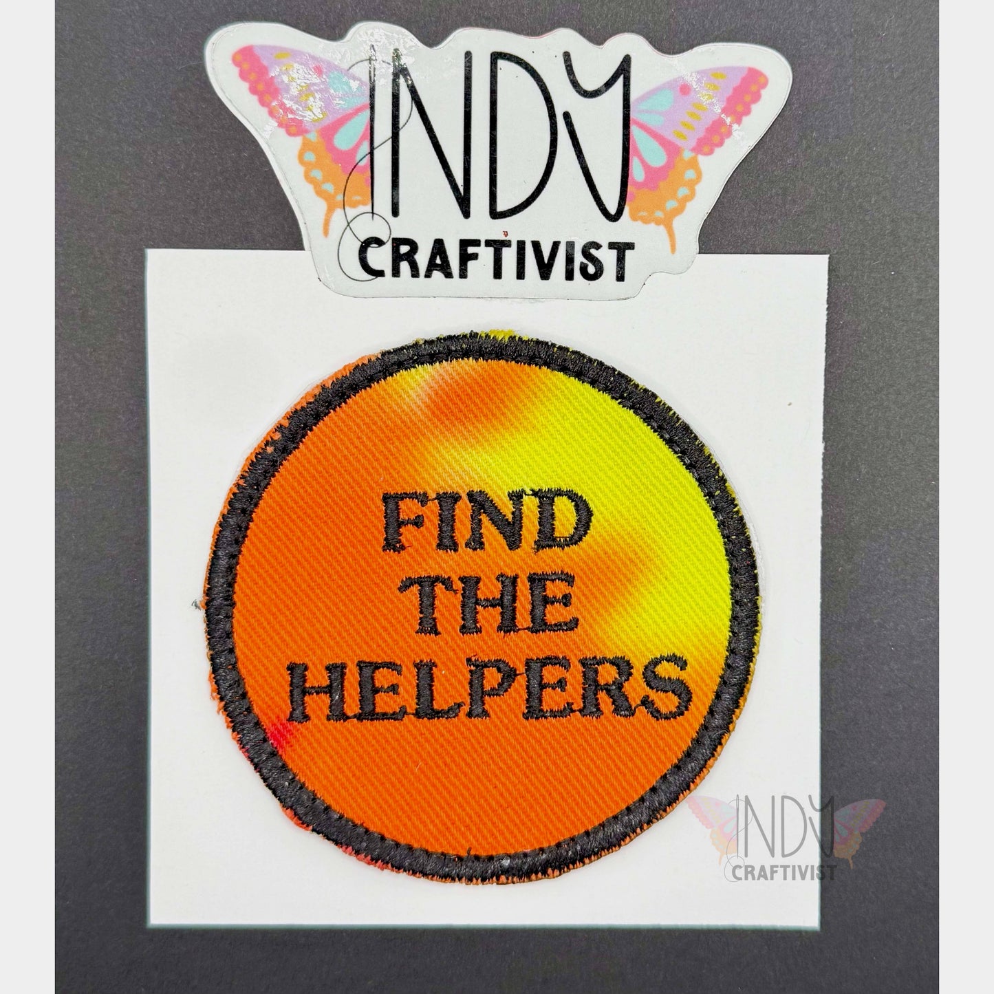 Orange Find The Helpers Upcycled Patch