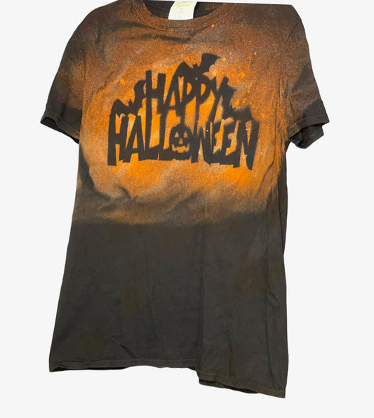 Happy Halloween Adult Medium Halloween Reverse Tie Dye T-shirt
