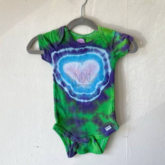 Pink Heart 12M Tie Dyed Infant Bodysuit