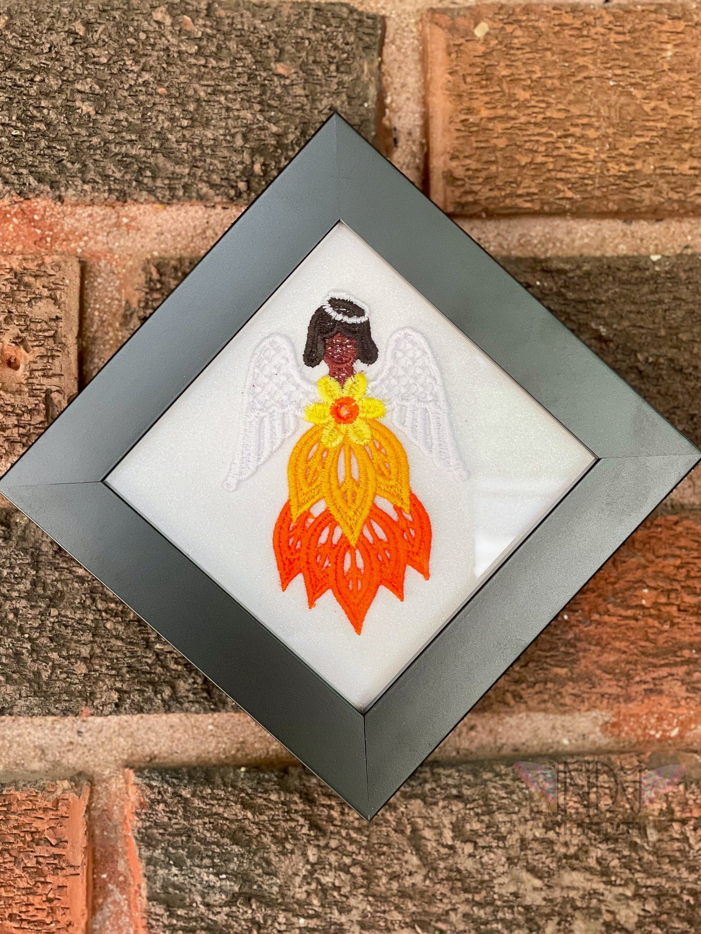 Serenity Embroidered Angel Framed Wall Art