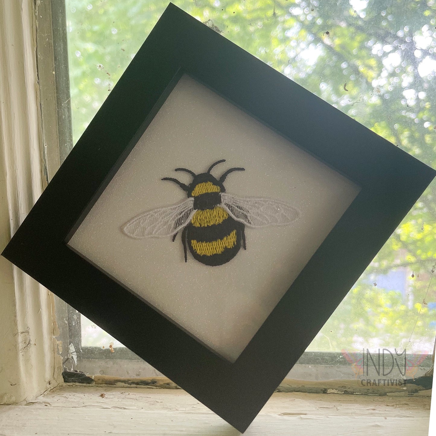 Embroidered Bee Framed Art
