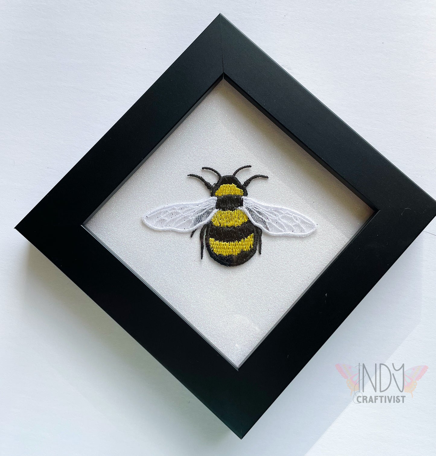 Embroidered Bee Framed Art