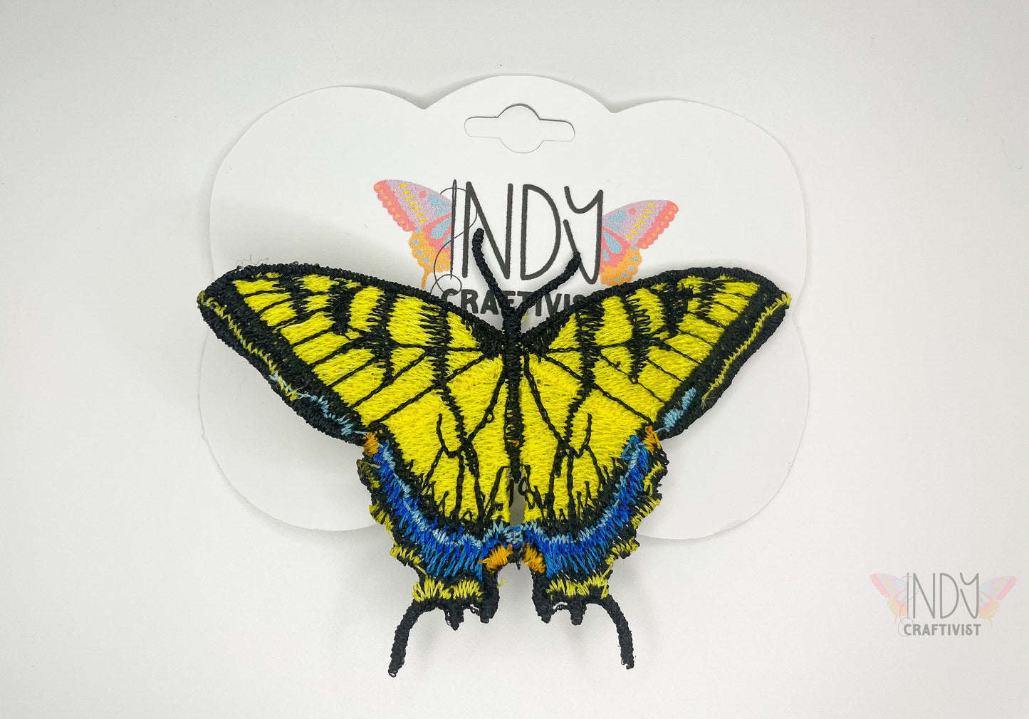 Made-To-Order Eastern Tiger Swallowtail Freestanding Lace Embroidered Butterfly Brooch