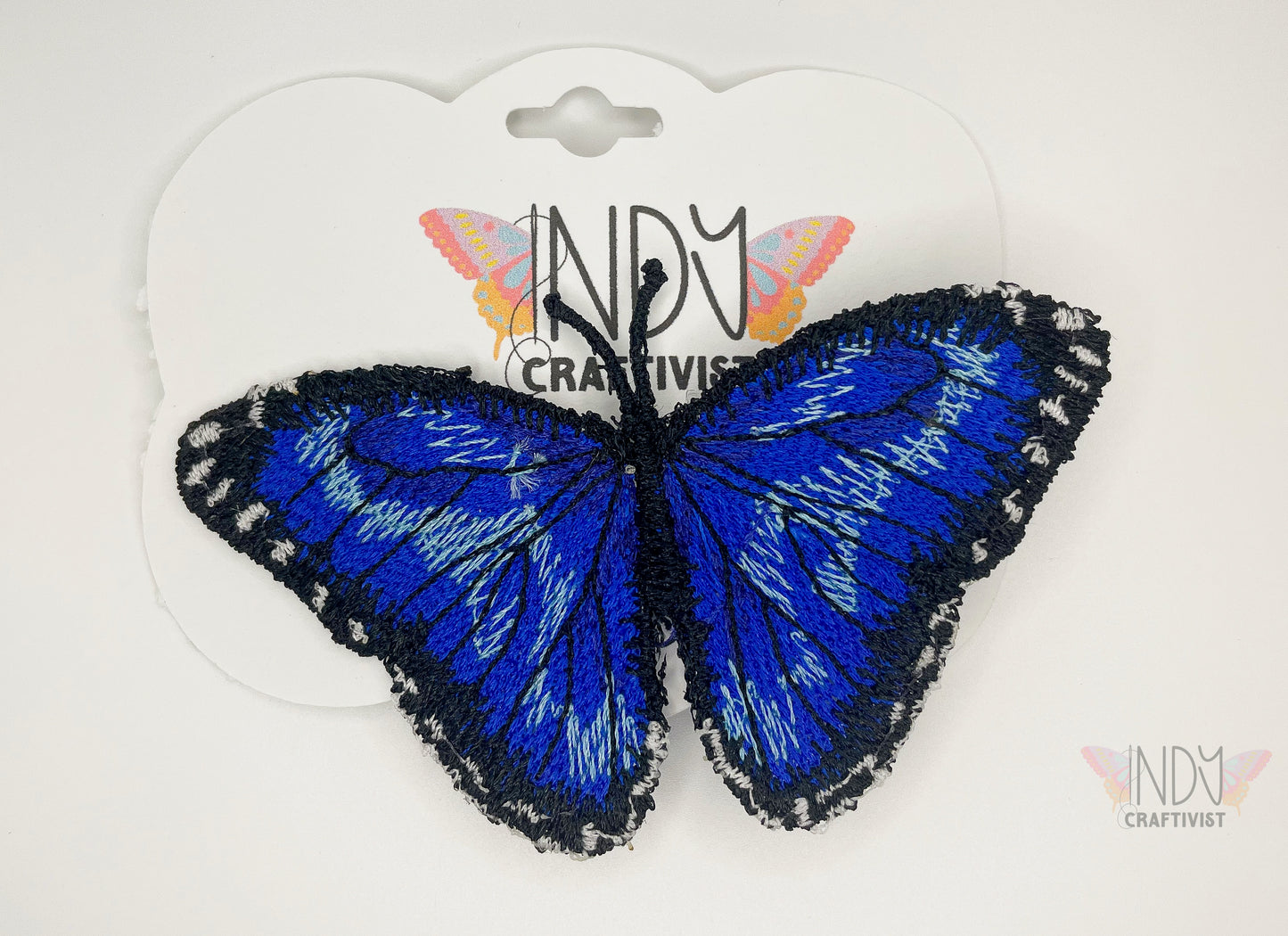 Made-To-Order Beautiful Blue Embroidered Butterfly Hair Clip