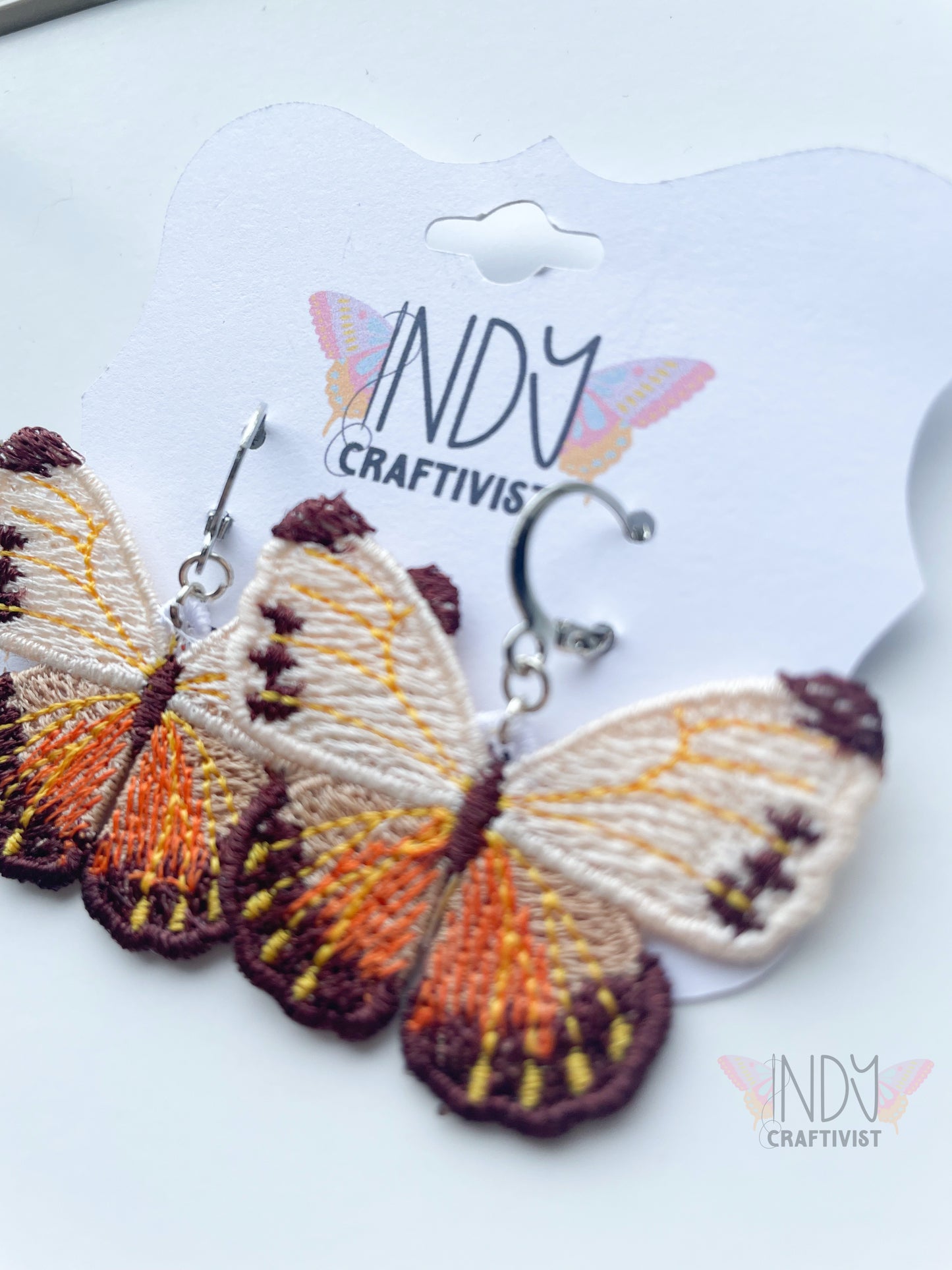Made-To-Order Brown Tipped Full Butterfly Earrings
