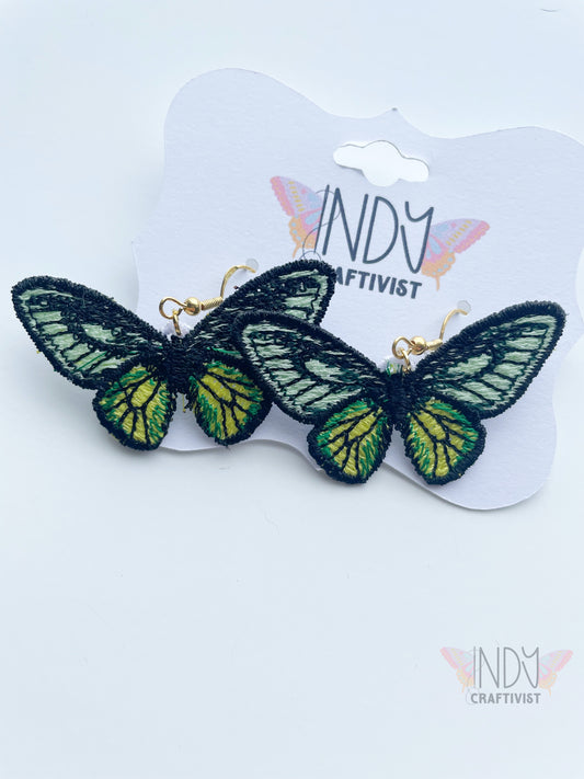 Cape York Birdwing Full Butterfly Earrings