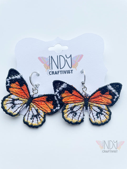 Orange Monarch Full Butterfly Earrings