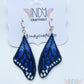 Blue Monarch Butterfly Wing Earrings