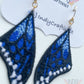 Blue Monarch Butterfly Wing Earrings