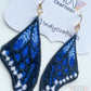 Blue Monarch Butterfly Wing Earrings