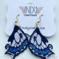 White and Blue Butterfly Wing Earrings