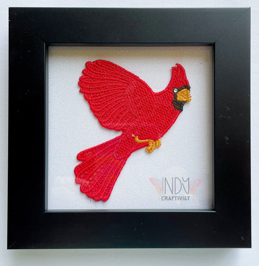 Embroidered Cardinal Framed Art