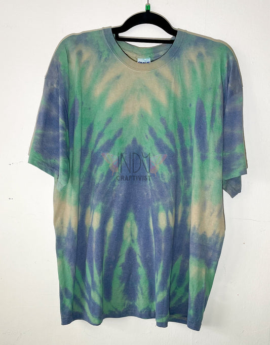 Blue and Green Extra Large 50/50 Tie Dye T-shirt