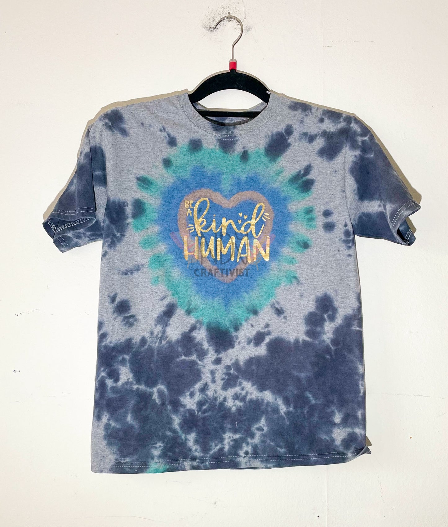 Be a Kind Human Kids Large Dyed Tie Dye T-shirt