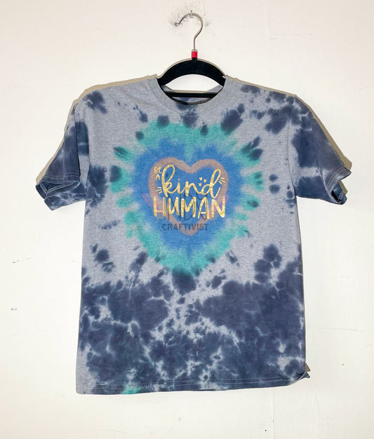 Be a Kind Human Kids Large Dyed Tie Dye T-shirt