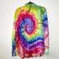 Extra Large Long Sleeve Upcycled Linen Tie Dye Button Down
