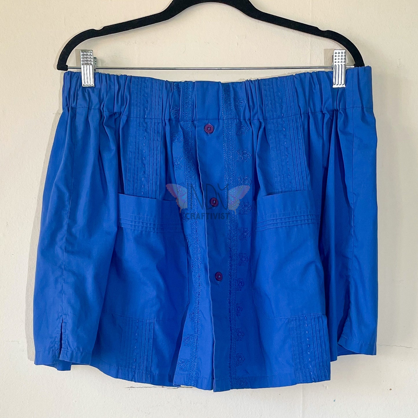Blue Upcycled Men's Button Down Skirt