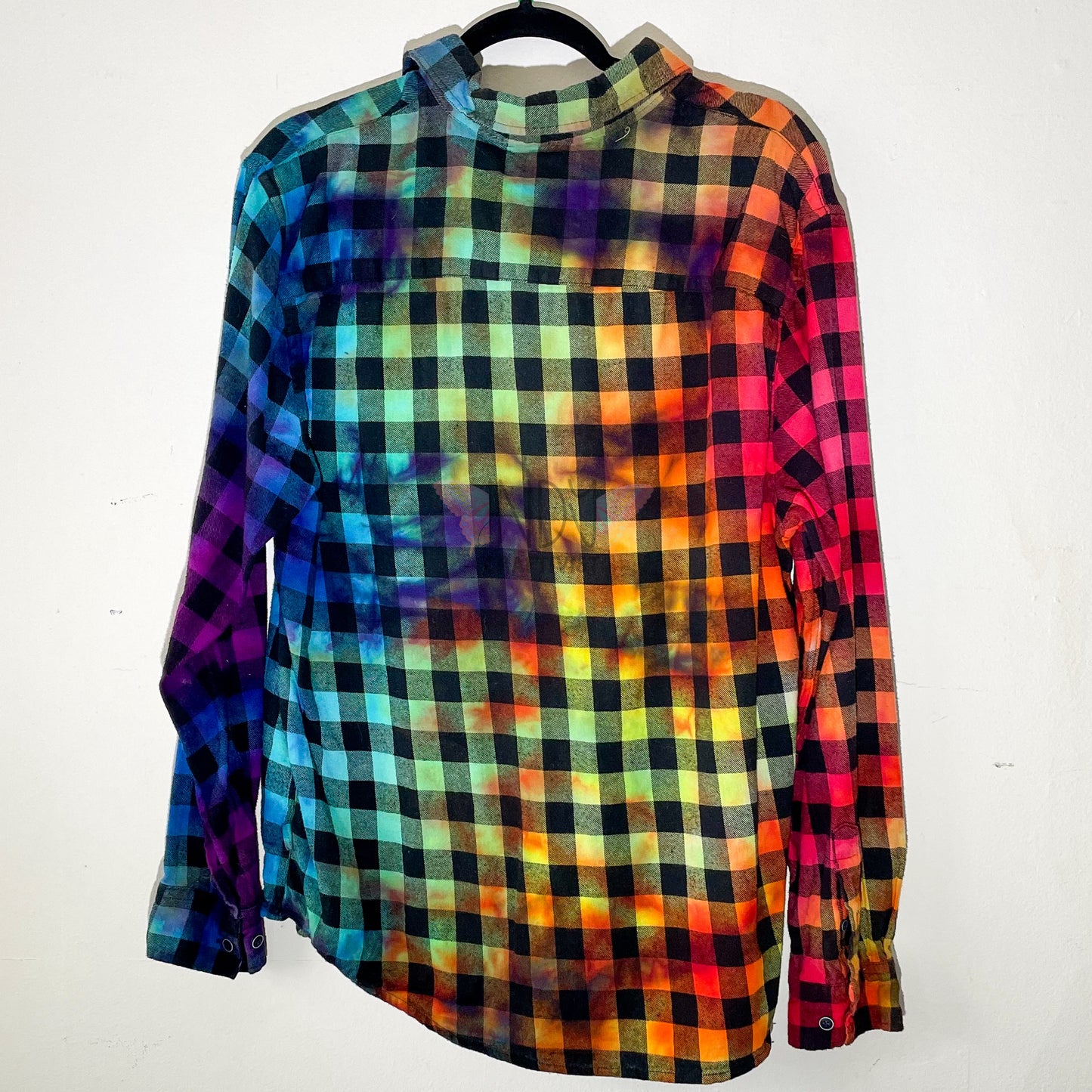 Extra Large Long Sleeve Upcycled Tie Dye Button Down Flannel