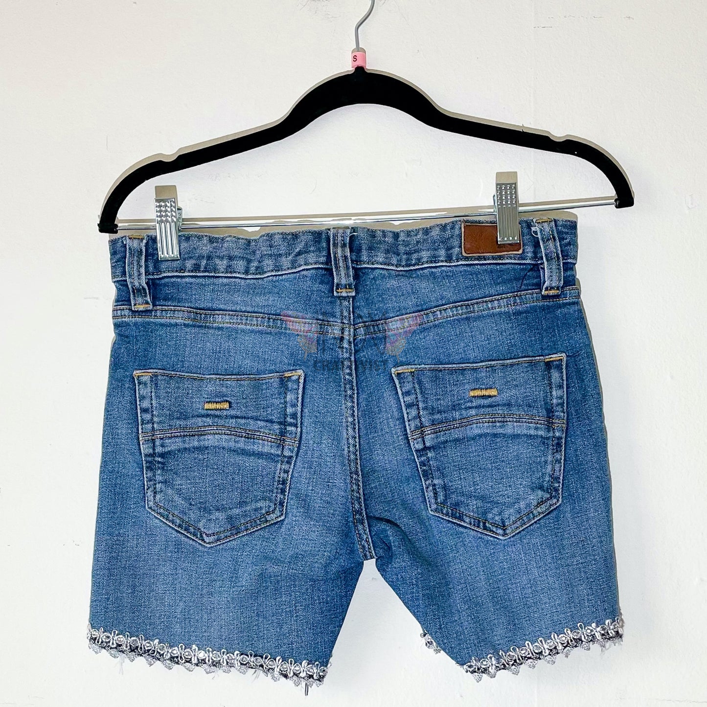 RSQ Upcycled Denim Shorts with Metallic silver Trim