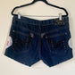 Antique River Upcycled Denim Shorts with Care Bear Heart