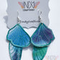 Teal and Blue Tie Dyed Denim  Two Piece Butterfly Earrings