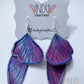Tie Dyed Denim Butterfly Earrings