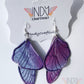 Tie Dyed Denim Butterfly Earrings
