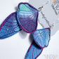 Tie Dyed Denim Butterfly Earrings