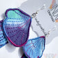 Tie Dyed Denim Butterfly Earrings