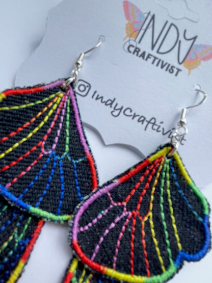 Denim Butterfly Two Piece Earrings