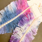Tie Dyed Denim Feather Earrings with Rhinestone Trim