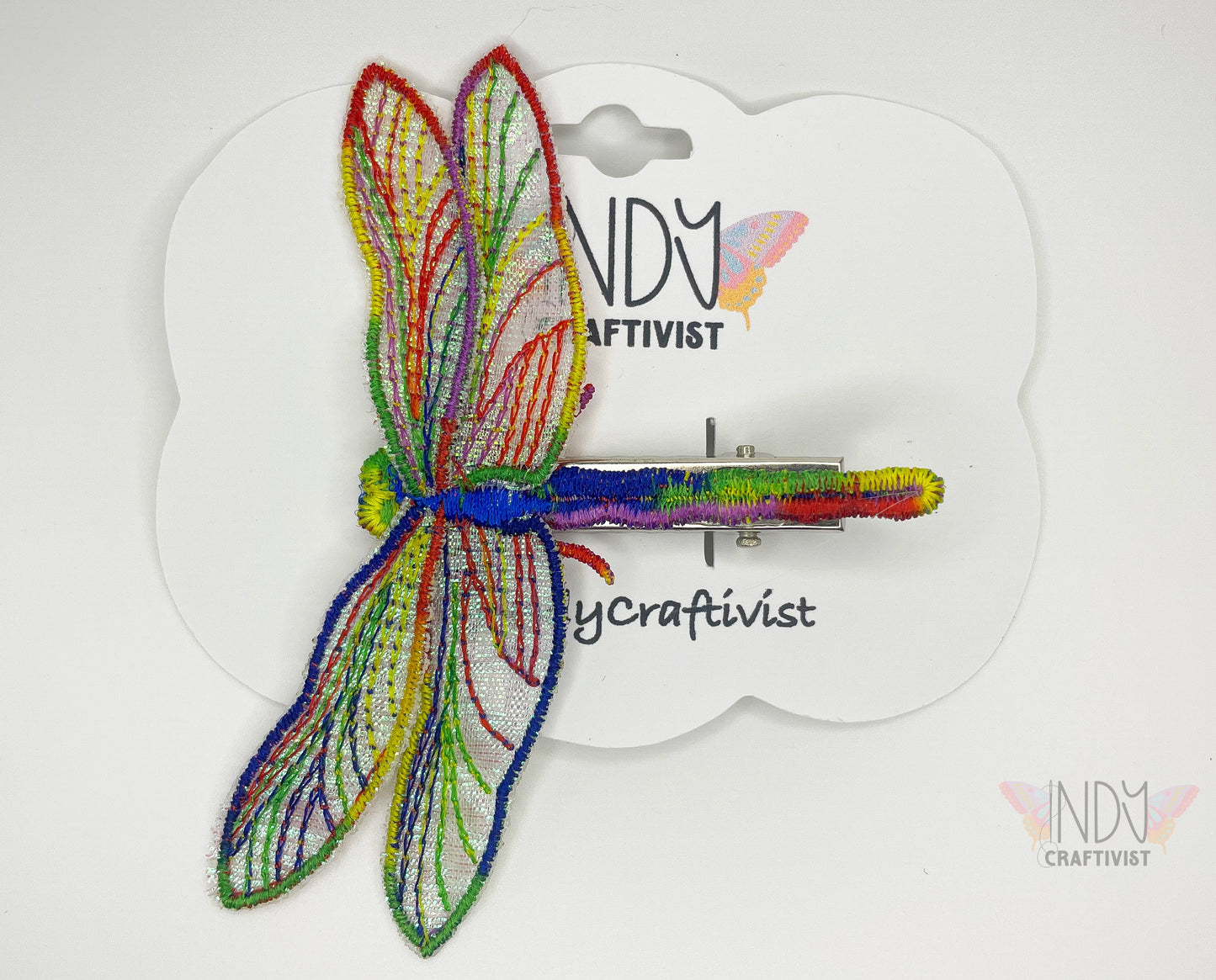 Made-To-Order Embroidered Dragonfly Hair Clip