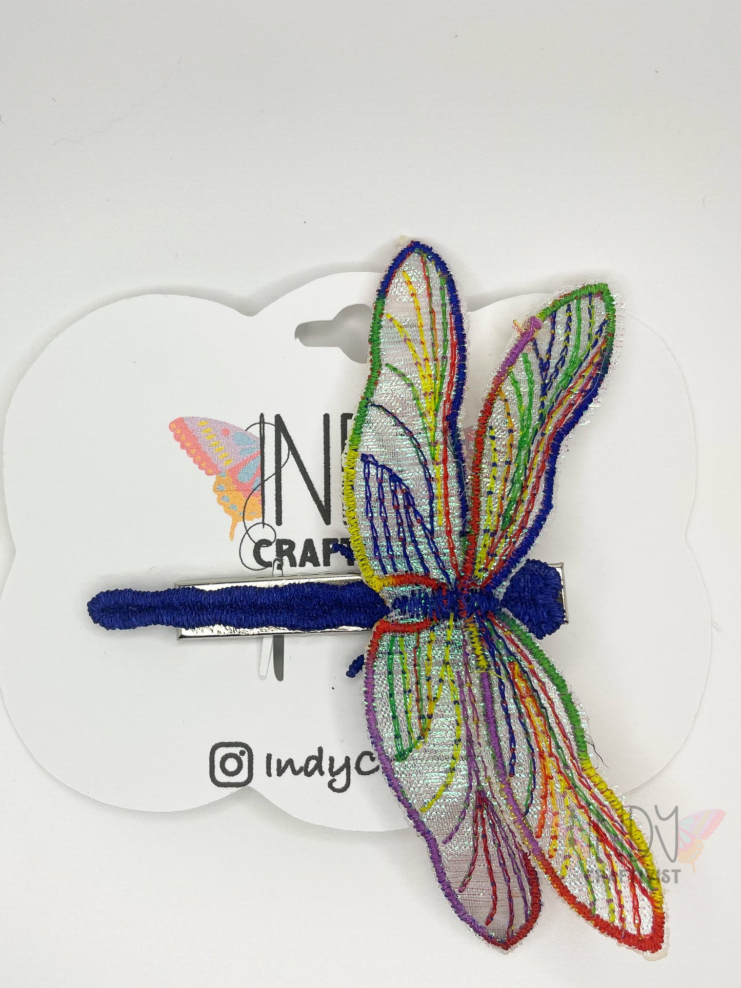 Made-To-Order Embroidered Dragonfly Hair Clip