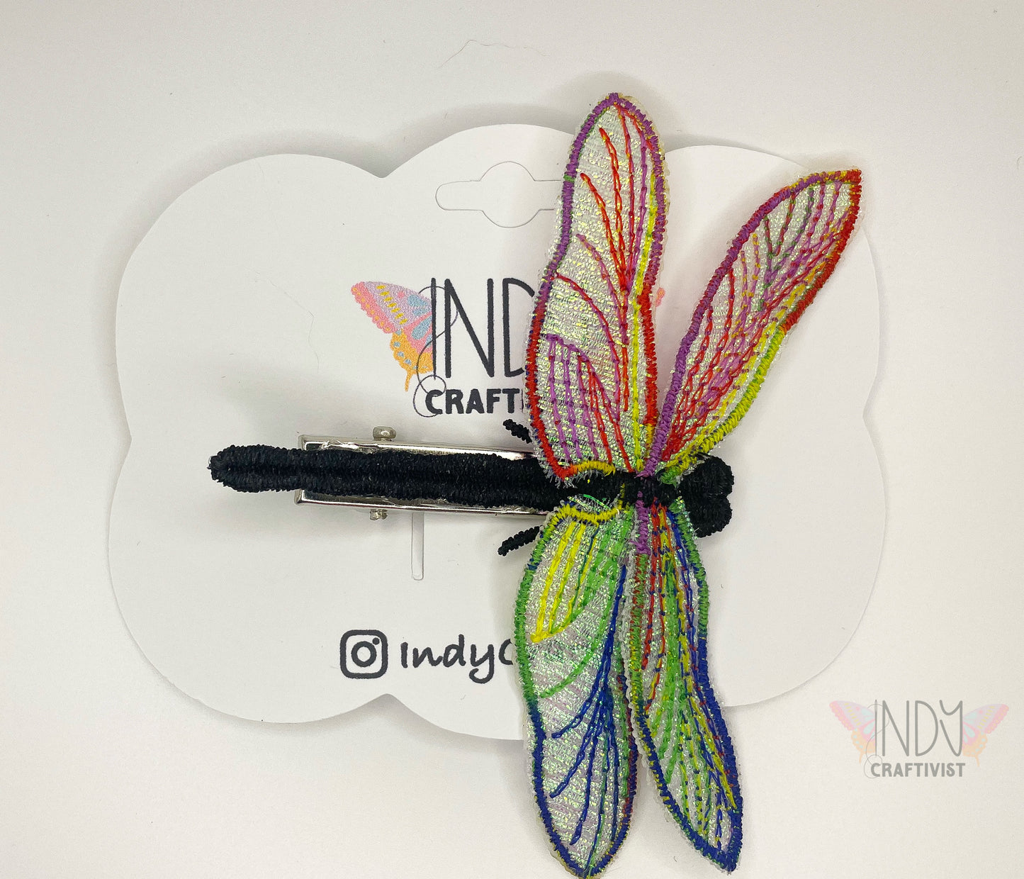 Made-To-Order Embroidered Dragonfly Hair Clip