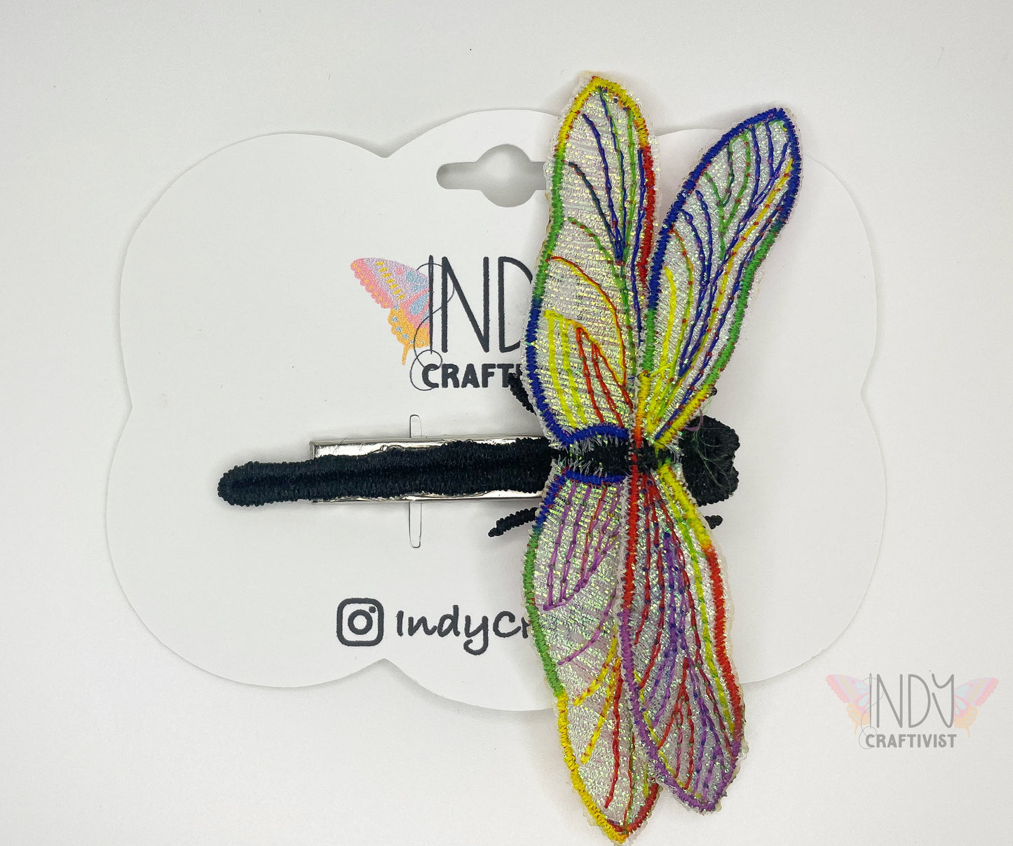 Made-To-Order Embroidered Dragonfly Hair Clip