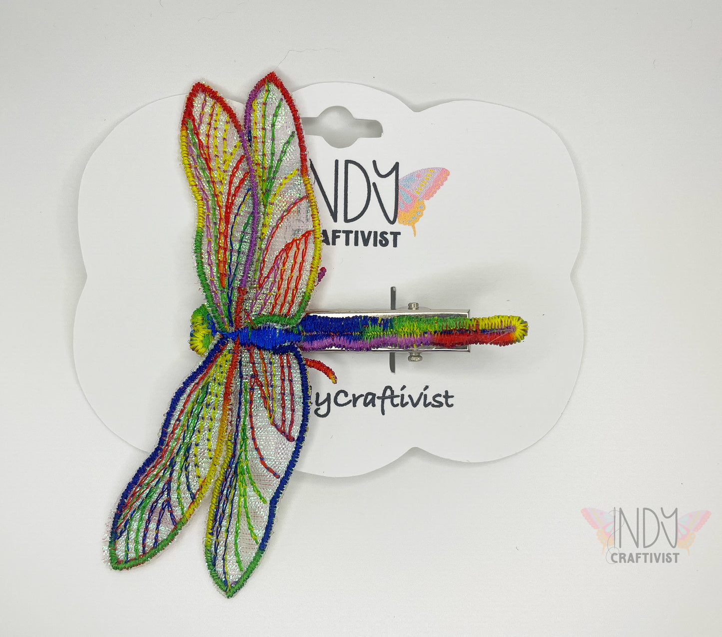 Made-To-Order Embroidered Dragonfly Hair Clip