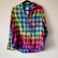 Adult Large Long Sleeve Upcycled Tie Dye Button Down