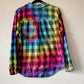 Adult Large Long Sleeve Upcycled Tie Dye Button Down