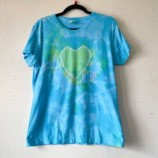 Lime Heart Adult Large Tie Dye T-shirt