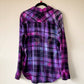 Pink & Purple Adult Large Long Sleeve Upcycled Tie Dye Button Down