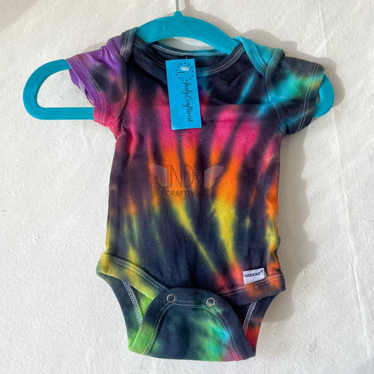 Rainbow with Black Swirl Newborn Tie Dyed Infant Bodysuit