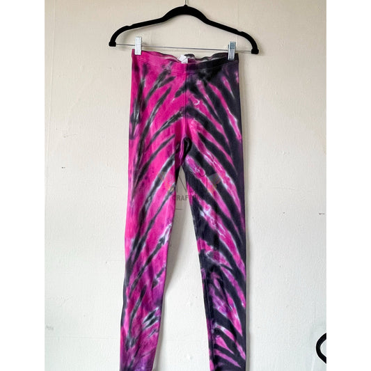 Pink and Black Adult Small Tie Dye Cotton Leggings